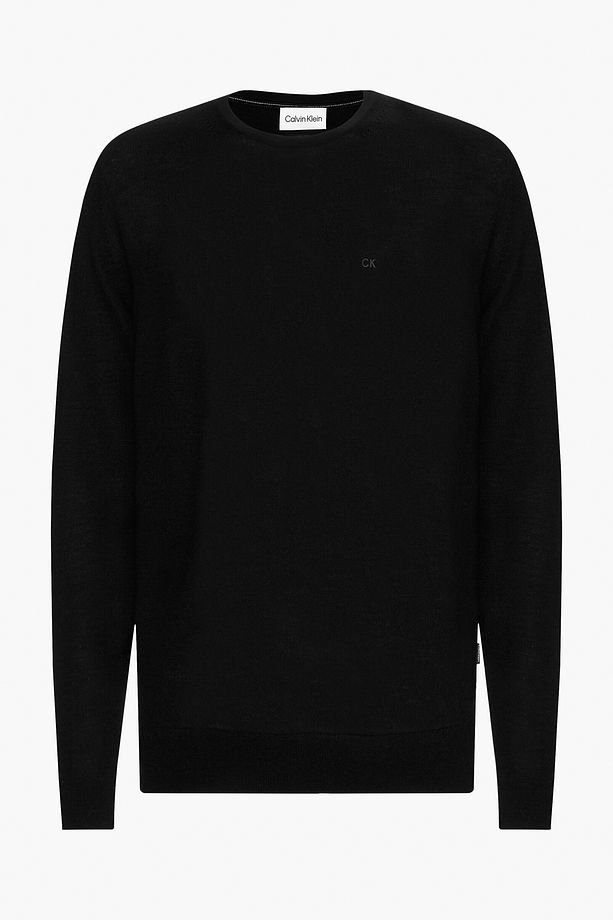 Erkek %100 Yün Ck Logolu Uzun Kollu Bisiklet Yaka Siyah Sweatshirt K10k109474-beh - 6