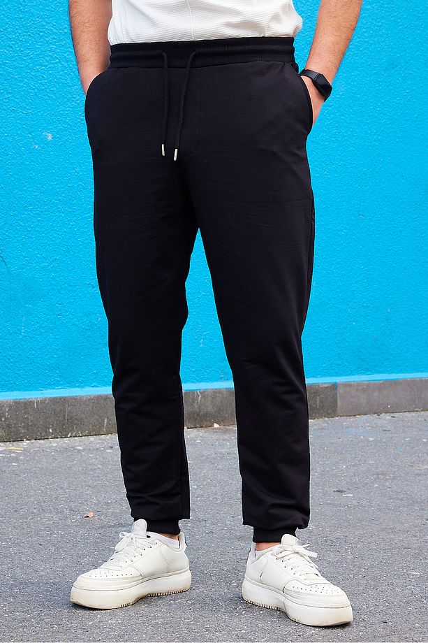 Siyah Basic Regular/Normal Kesim Lastik Paça Jogger Eşofman Altı TMNSS20EA0053 - 5