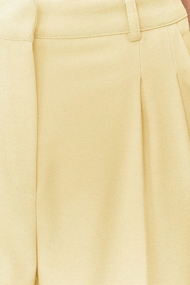 Sarı Straight/Düz Kesim Pilili Dokuma Kumaş Pantolon TWOAW23PL00401 - 5
