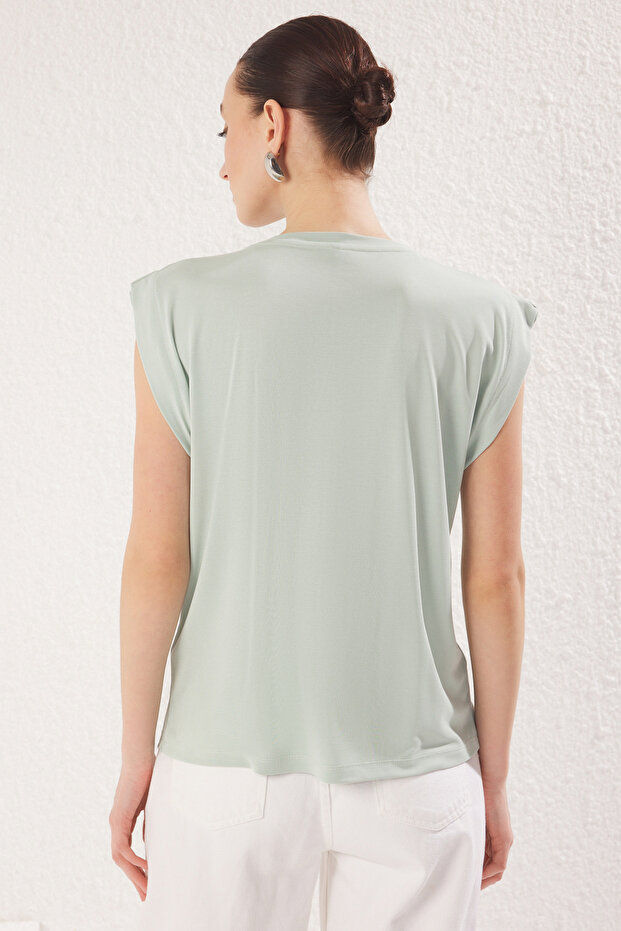 Mint More Sustainable Modal Ay Kol Regular/Normal Kesim Bisiklet Yaka Örme T-Shirt TWOSS25TS00001 - 5
