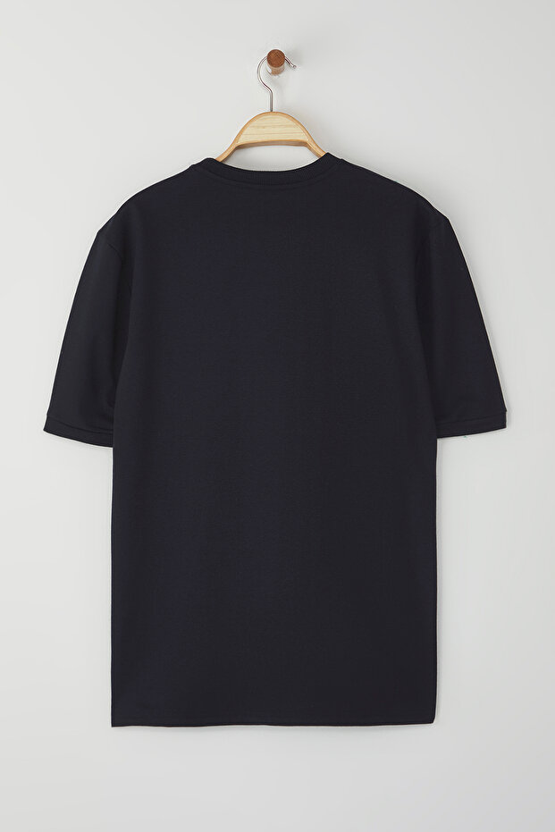 Koyu Lacivert Regular/Normal Kesim Basic Omuz Dar Kesim T-Shirt TMNSS25TS00071 - 5