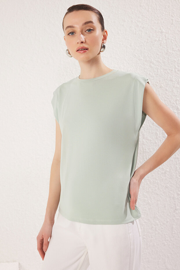 Mint More Sustainable Modal Ay Kol Regular/Normal Kesim Bisiklet Yaka Örme T-Shirt TWOSS25TS00001 - 1