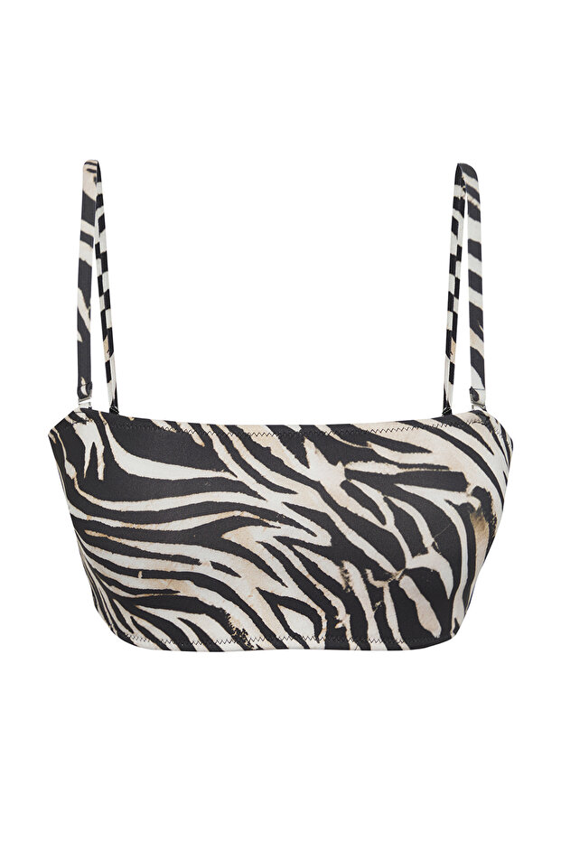 Zebra Desenli Straplez Kaplı Bikini Üstü TBESS25BU00044 - 5
