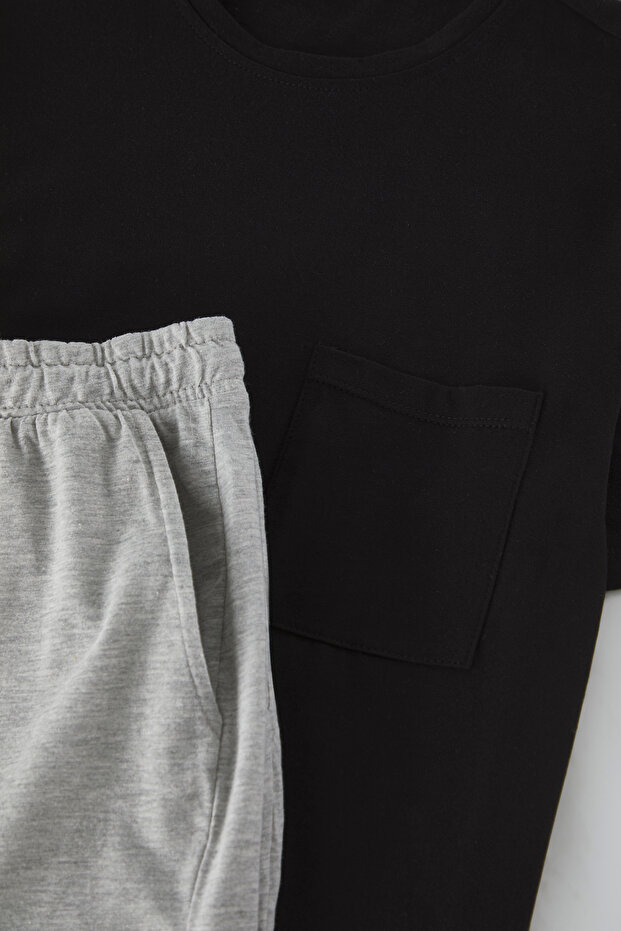 Černošedé pletené šortky Regular Fit Sada pyžama – 100% bavlna Tmnss25Pt00033 - 3