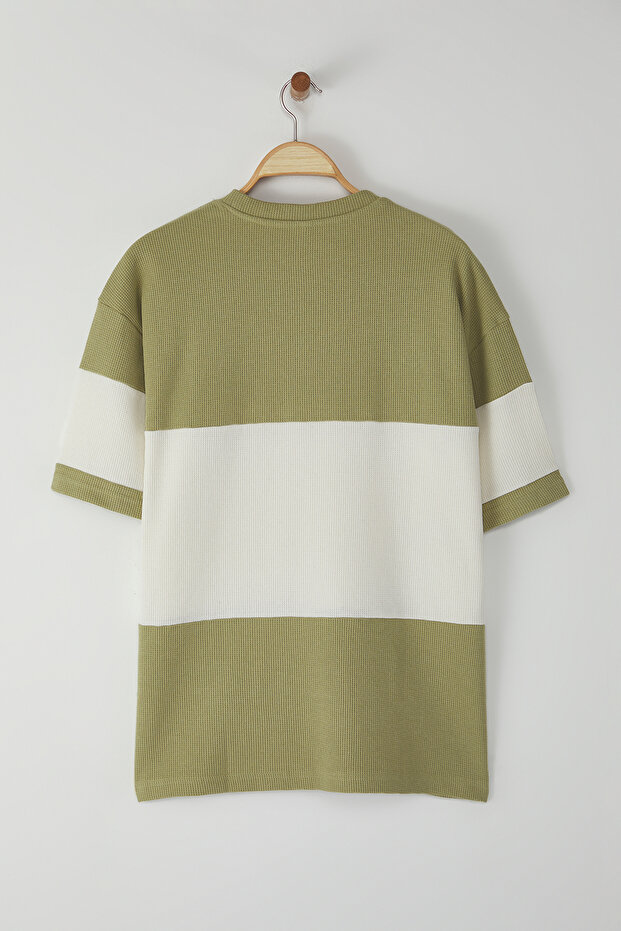 Mint Oversize/Geniş Kesim Renk Bloklu Dokulu T-Shirt TMNSS25TS00065 - 7