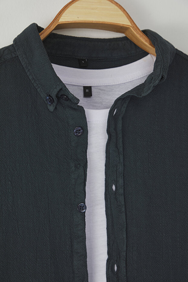 Antrasit Slim Fit Dokulu Gömlek TMNSS25GO00021 - 6
