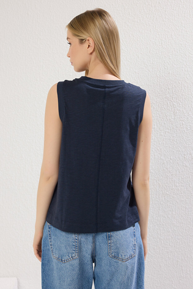 Lacivert More Sustainable Modal İçerikli KolsuzRegular/Normal Kesim Örme Atlet TWOSS25AL00029 - 4