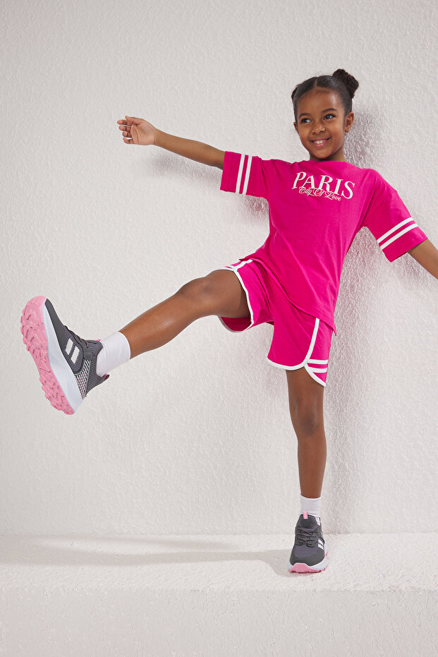 Gri Bağcıklı Pembe Hafif Taban Büyük/Küçük Kız Çocuk Kids Spor Ayakkabı TAKSS25SN00027 - 1
