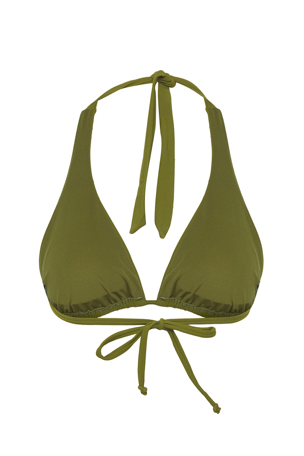 Haki Üçgen Bağlama Detaylı Kaplı Basic Bikini Üstü TBESS25BU00040 - 10