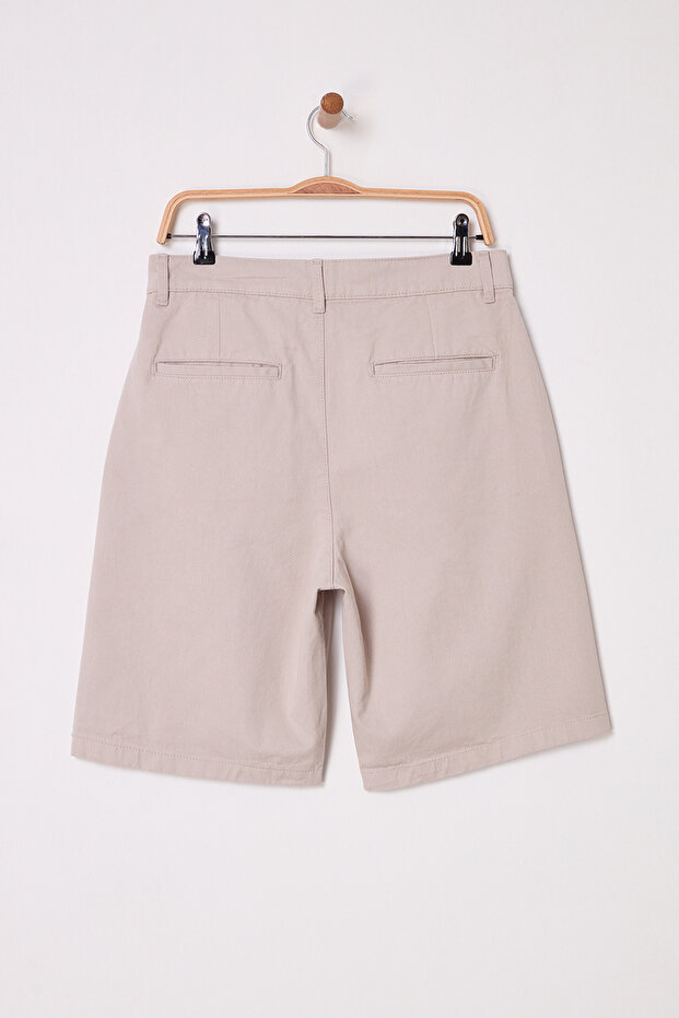 Erkek Taş Regular Fit Brit Kapamalı Gabardin Şort & Bermuda TMNSS25SR00012 - 7