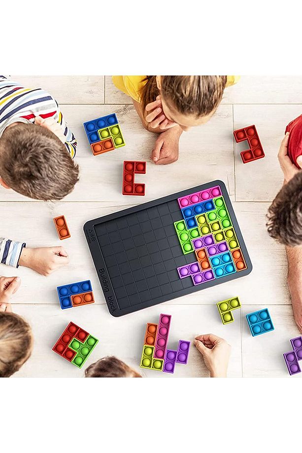 Popitli Tetris Silikon Oyuncak, Popitli Puzzle Duyusal Oyuncak, 3d Building Blocks, Bpa Free - 4