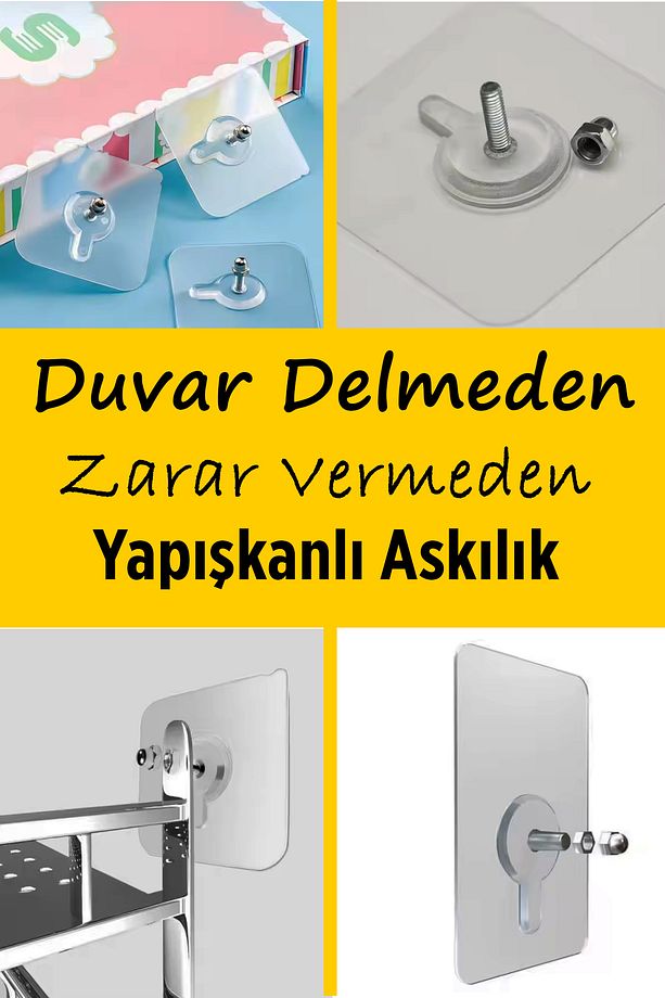 Ultra Güçlü Yapışkanlı Duvar Askısı Vantuzlu Şeffaf Duvar Askısı Yapışkanlı Kanca - 1