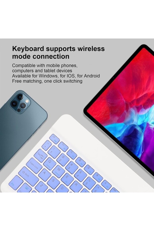 Casper Via L50 10.1" Uyumlu Kablosuz Bluetooth Şarjlı Klavye Mouse Seti - Mor - 4