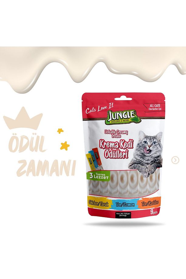 Kedi Krema Ödül Maması 2 Adet (Paket İçi 3 Adet Tavuk 3 Adet Somon 3 Adet Karides) - 2