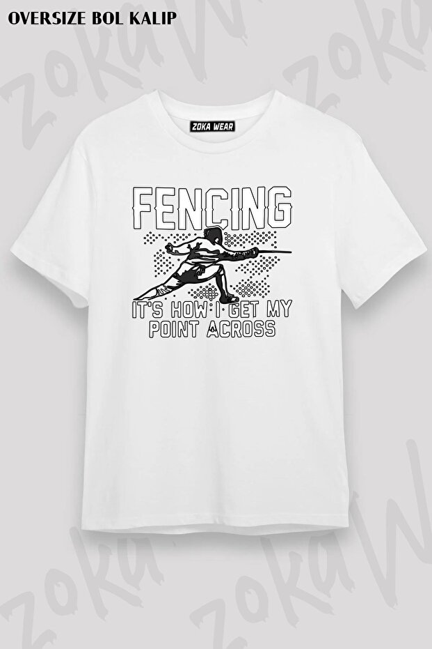 Unisex Oversize Mold Fencing Design Printed Tshirt