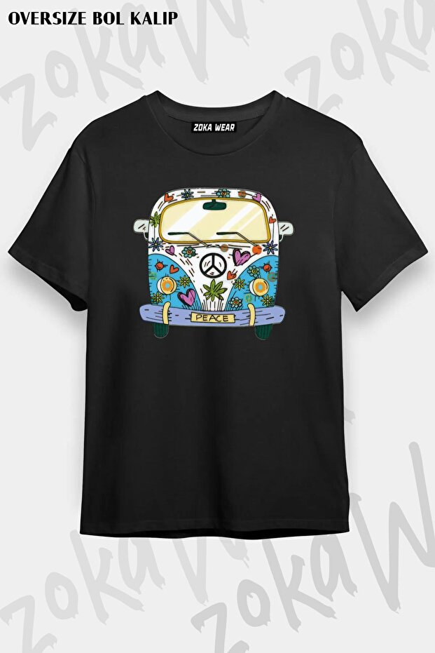 Hippie Mod Peace Woswos Printed Unisex Oversize Tshirt