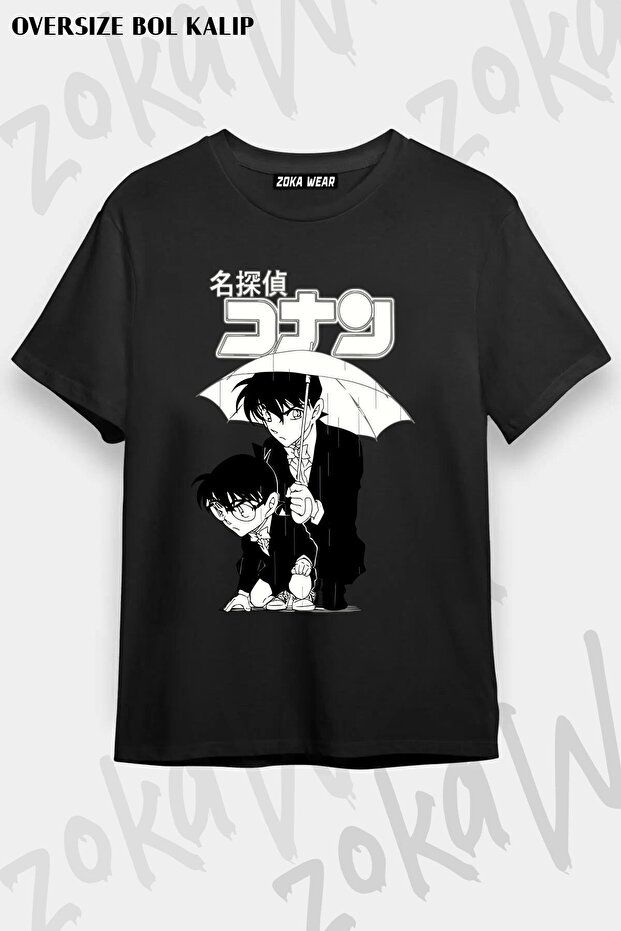 تي شيرت مطبوع بتصميم كبير الحجم للجنسين من Detective Conan v2
