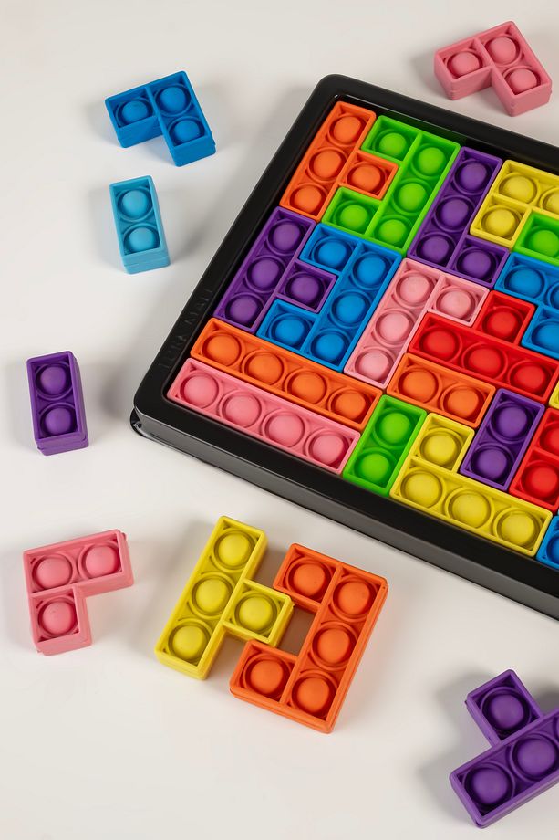 Popitli Puzzle Tetris Oyuncak 3d Tetris Ve Tasarım 26 Parça Yapı Taşları Duyusal Eğitici Oyuncak - 8
