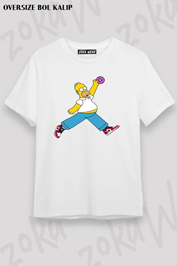 Unisex Oversize Fit Air Simpsons Design Printed Tshirt