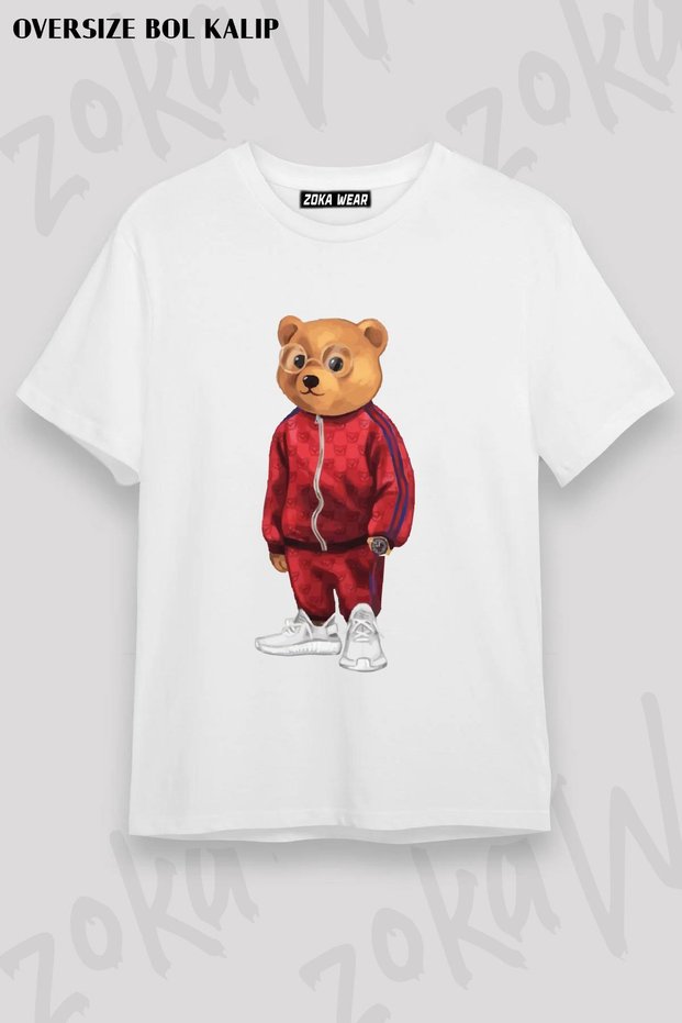 Unisex Oversize Fit Sportsman Cool Bear Teddy Bear Design Printed Tshirt