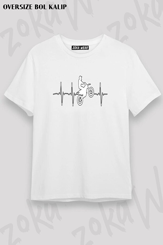 Unisex Oversize Mold Cross Motor Heart Rhythm Design Printed Tshirt