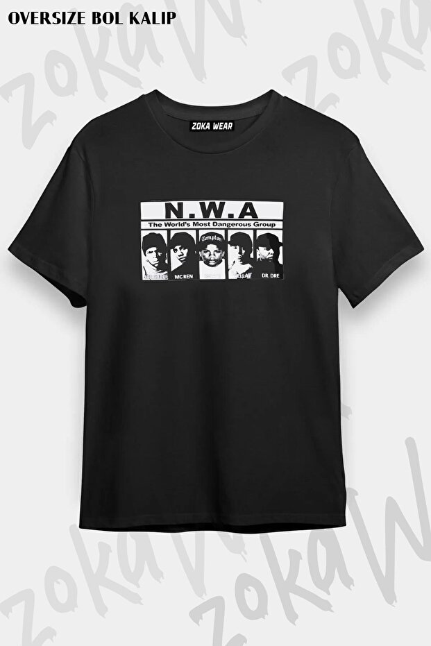 تيشيرت مطبوع بتصميم N.w.a v2 مقاس كبير للجنسين