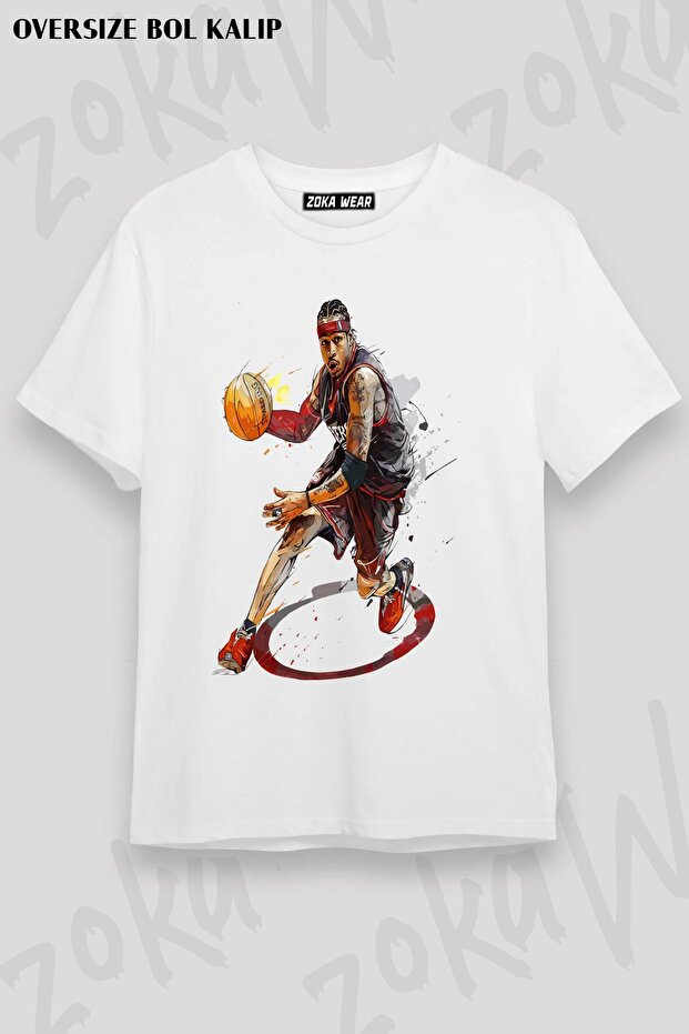 Unisex Oversize Fit Allen Iverson V2 Design Printed Tshirt