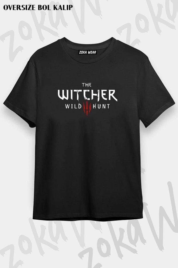 Unisex Oversize Die the Wıtcher Wild Hunt Design Printed Tshirt