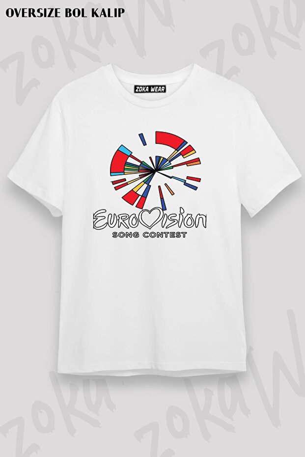 Unisex Oversize Fit Eurovision Song Contest Design Printed Tshirt