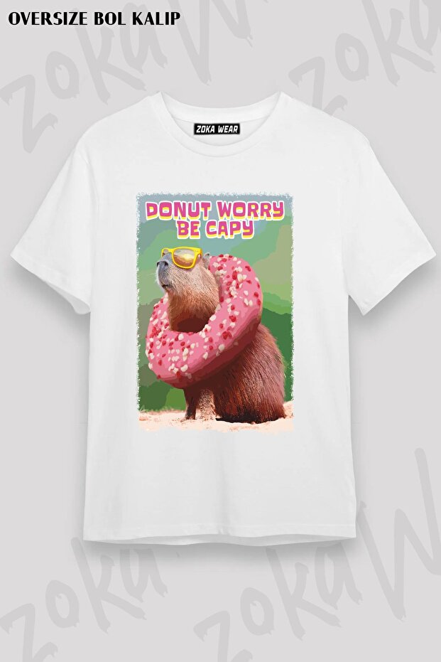 Unisex Oversize Mold Cute Capybara Design Printed Tshirt