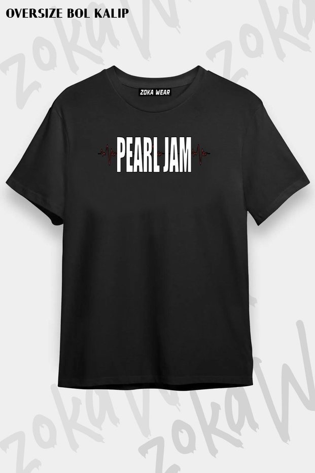 Unisex Oversize Fit Ekg Pearl Jam Design Printed Tshirt