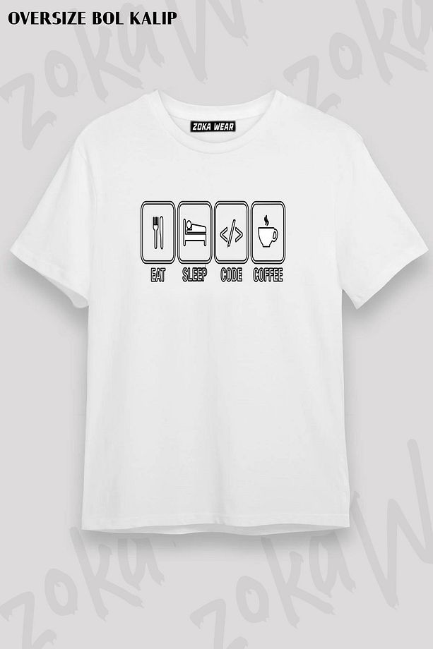 Unisex Oversize Kalıp Yazılımcı Programmer Computer Tasarım Baskılı Tshirt - 1