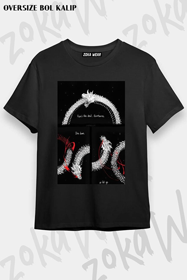تيشيرت مطبوع بتصميم Ouroboros مقاس كبير للجنسين
