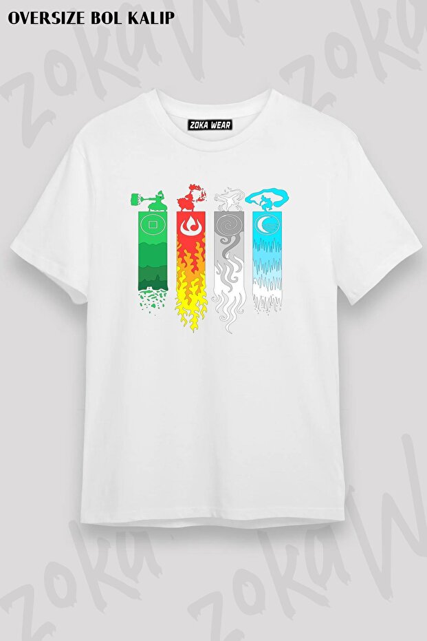 Unisex Oversize Mold Elemental Bending Avatar Design Printed Tshirt