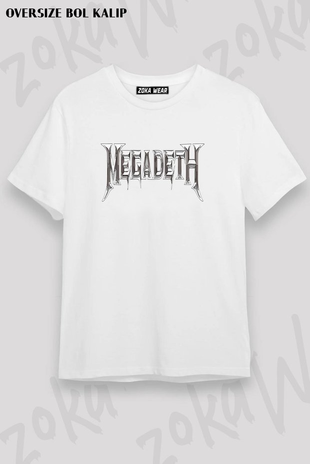تيشيرت مطبوع بتصميم Megadeth مقاس كبير للجنسين