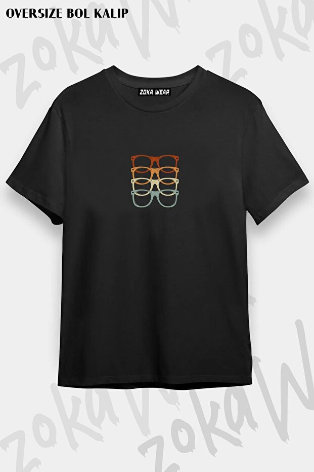 Unisex Oversize Pattern Optician Glasses Design Printed Tshirt