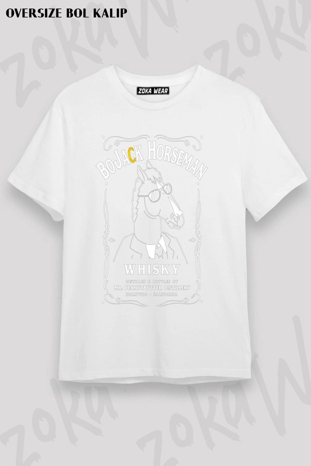 Unisex Oversize Fit Whisky Bojack Horseman Design Printed Tshirt