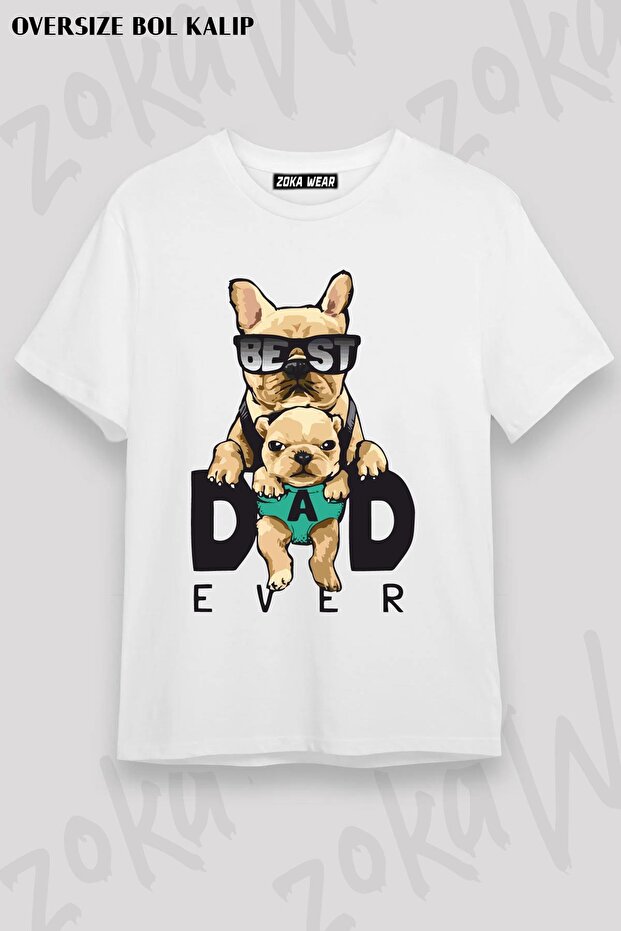 تيشيرت مطبوع بتصميم Best Dad Ever مقاس كبير للجنسين