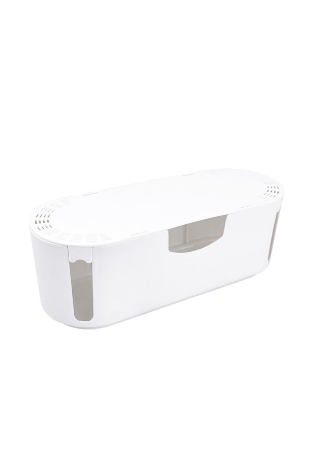 White Cable Organizer - Hide & Organizer Box, Multiple Socket Box - 6