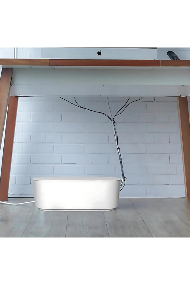 White Cable Organizer - Hide & Organizer Box, Multiple Socket Box - 3