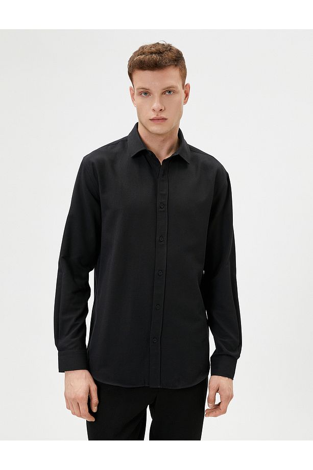 Klasik Gömlek Basic Düğmeli Uzun Kollu Regular Fit - 3