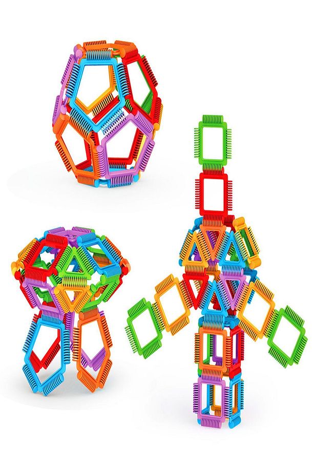 Geometrik Şekiller Puzzle Blok Inşa Yapı Bloklar 96 Parça - 7
