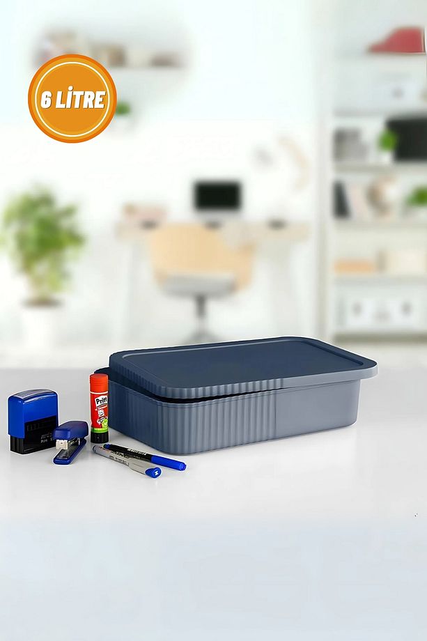6 Litre Kapaklı Çok Amaçlı Saklama ve Düzenleme Kutusu - 1