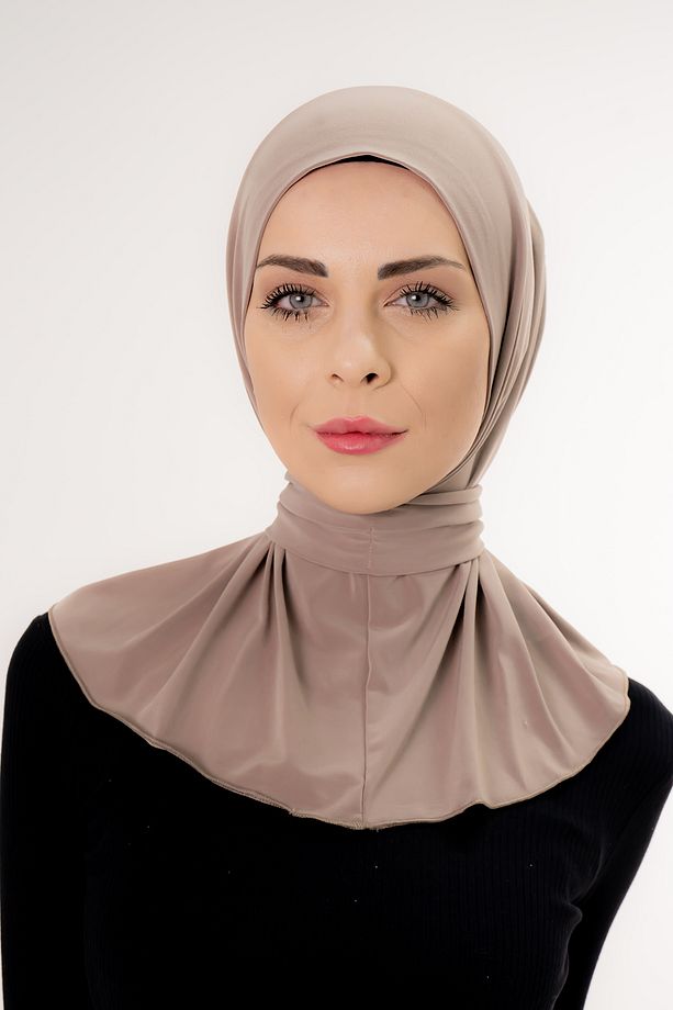 Çıtçıtlı Bağlamalı Tesettür Hazır Pratik Şal Vizon/deniz Ve Havuz Için Uygundur - 8