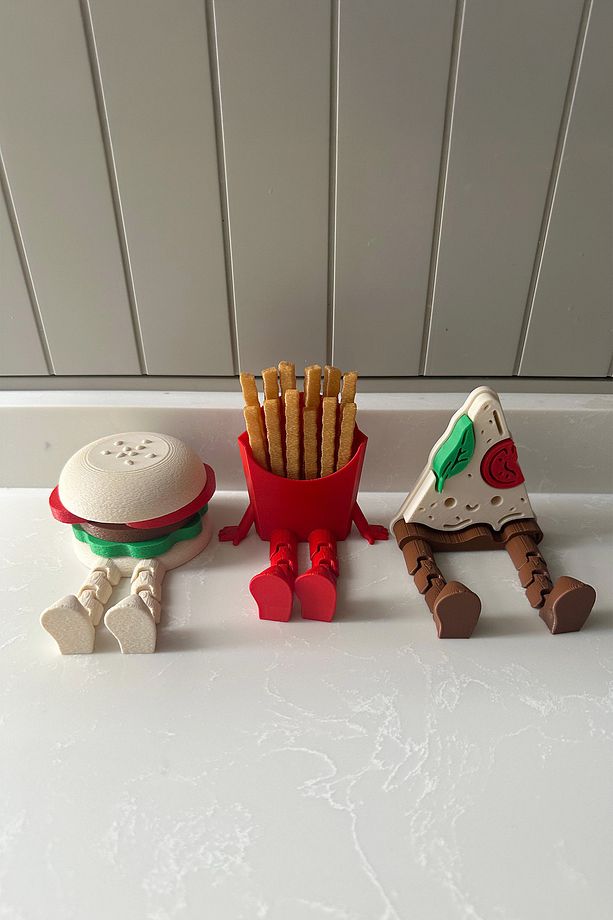 Sevimli Hamburger Patates Pizza Biblo Seti 3lü, Fast Food Mutfak Dekorasyonu 8cm - 6