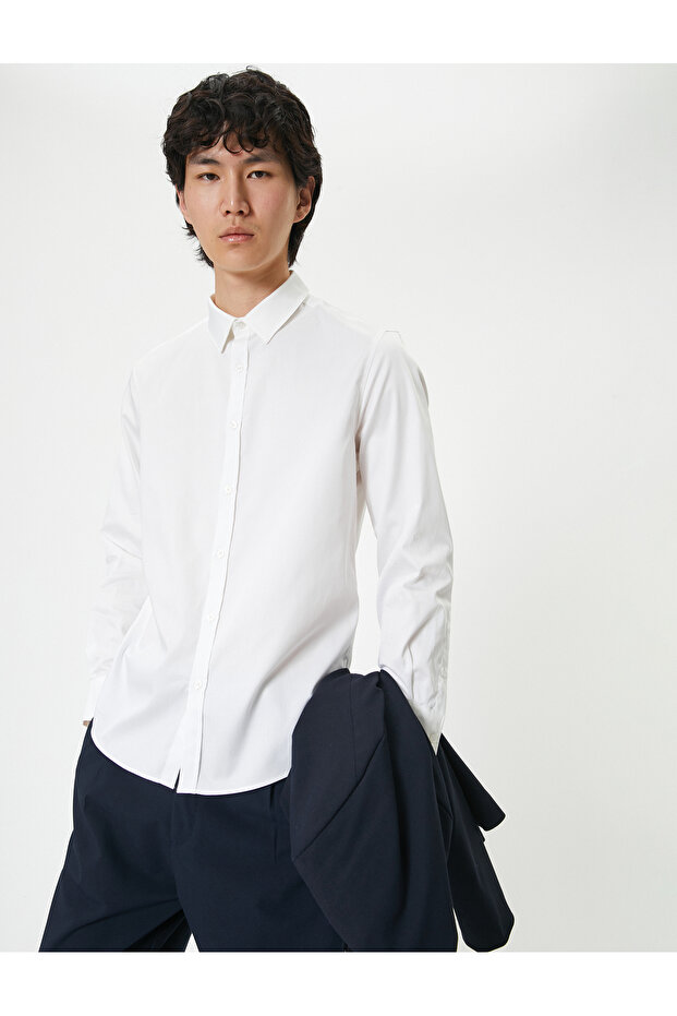 Basic Shirt Long Sleeve Buttoned Classic Collar - 2