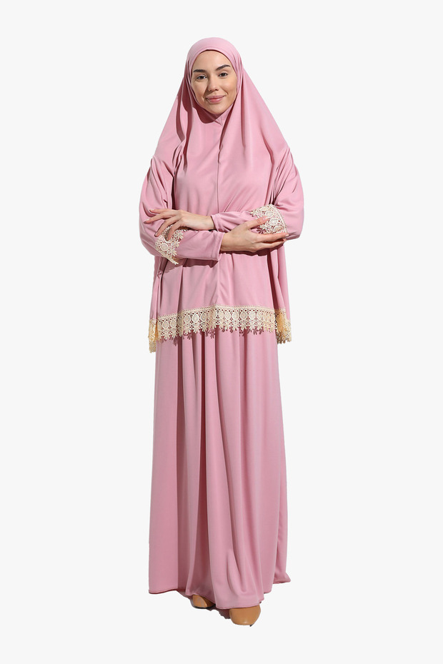 Lace Detailed Prayer Dress Jersey Two Piece