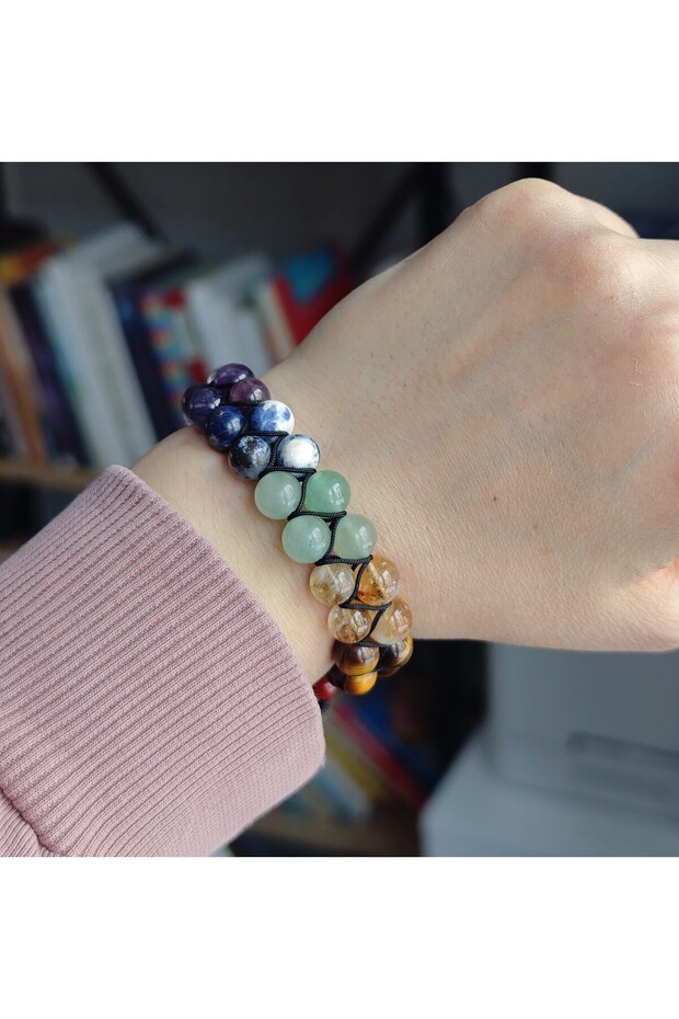 Çakra Denge Çift Sıra Örme Bileklik (8mm) - 5