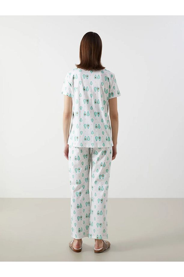 LCW DREAM Ekru Gömlek Yaka Desenli Hamile Pijama Takımı - 4