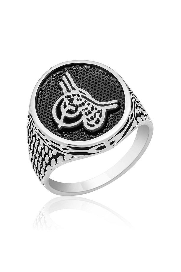 Gümüş Kaplama Osmanlı Tuğralı Erkek Yüzük ENG5858113 - 1